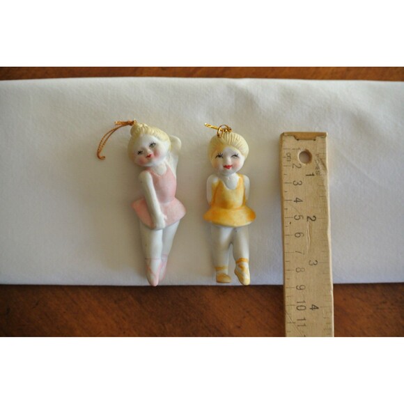 Lot of 2 Vintage 1990s Porcelain Bisque Ballerina Ornaments Lillian Vernon 3.75" - Picture 2 of 10